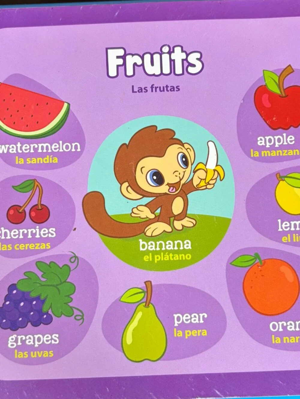 LeapFrog Learning Friends 100 Words Book Educational Bilingual English Spanish